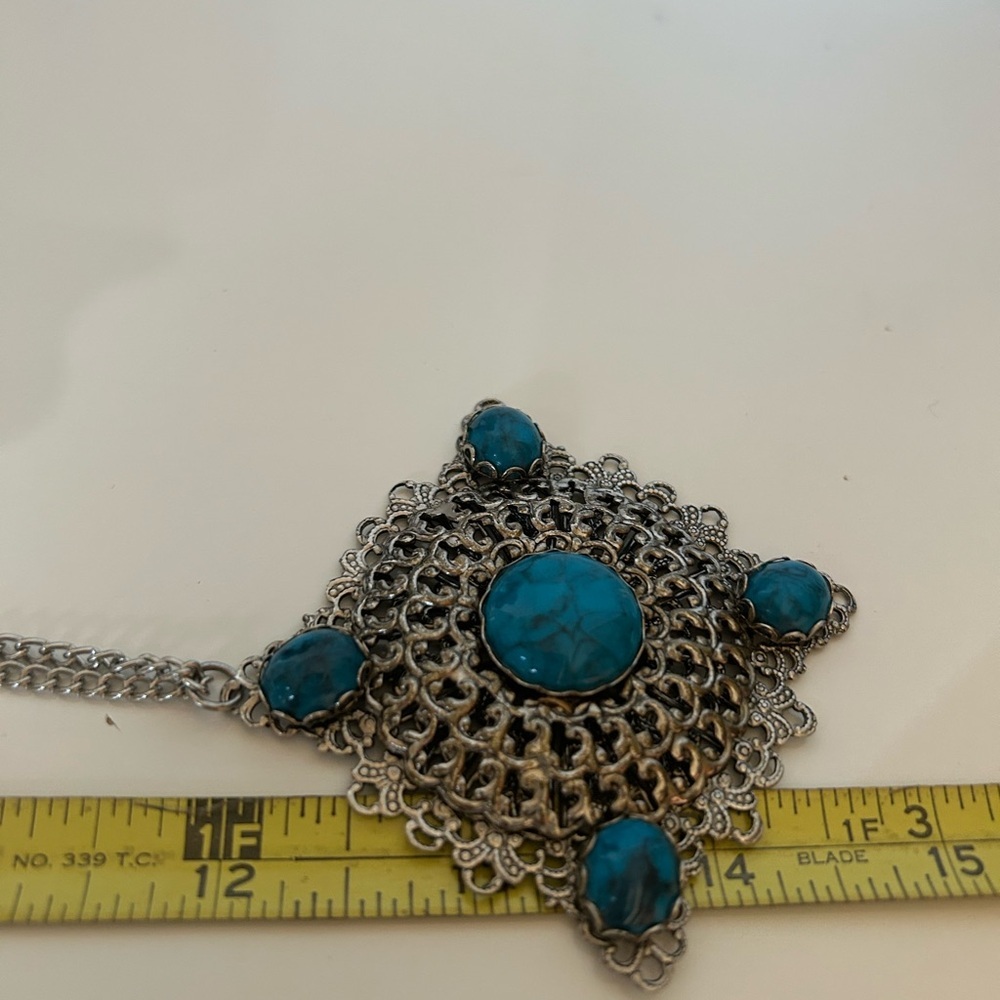 Vintage Boho Statement Necklace with Turquoise Stones - Picture 5 of 6
